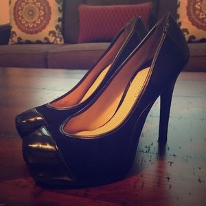 Black Leather and Suede Heels